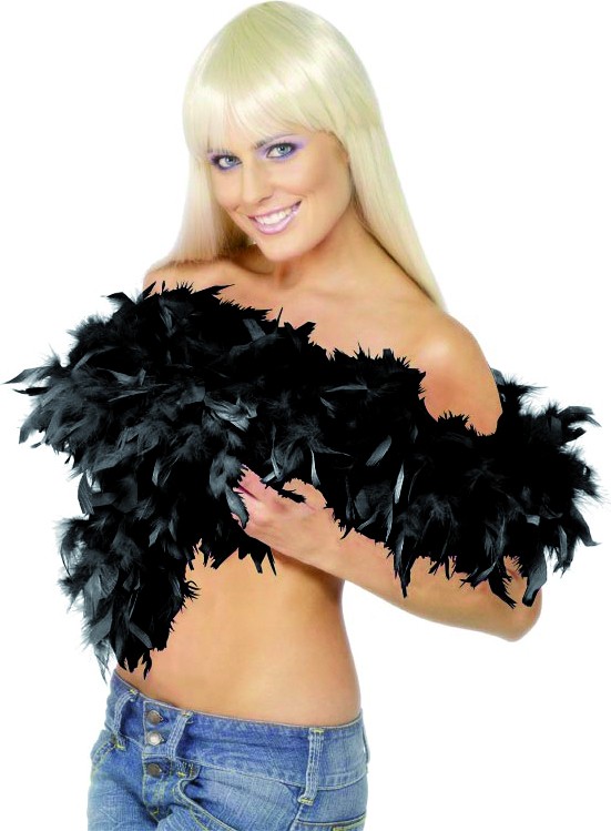 Boa de plumes extra luxe noir, longueur 180 cm environ (80 g environ)