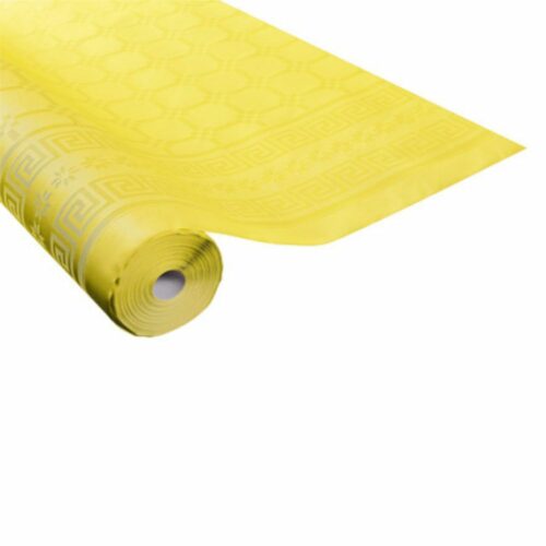 Nappe en papier damassé en 25m couleur jaune