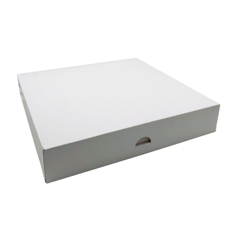 Lot De 50 Boîtes Pâtissières En Carton Blanc - 18x18x5 Cm - Alimentaire Et Empilable