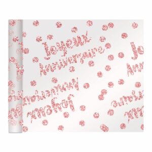 Chemin de table en polyester, imprimé "joyeux anniversaire" couleur rose gold