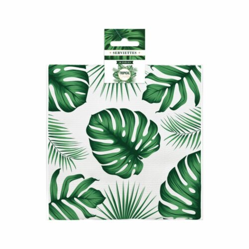 Serviette imprimé tropical couleur vert et blanc