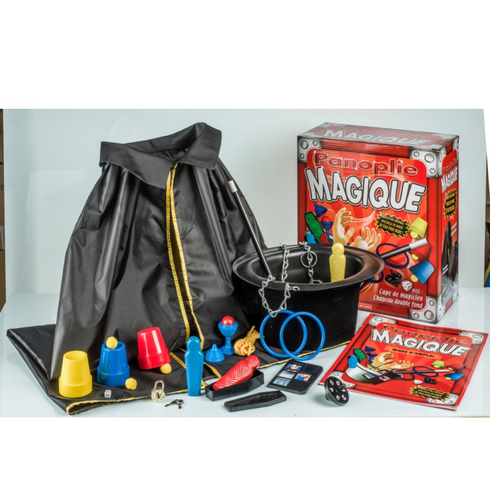 Jeu de société - Kit de magicien - Cape gants et baguette - 20 tours de  magie