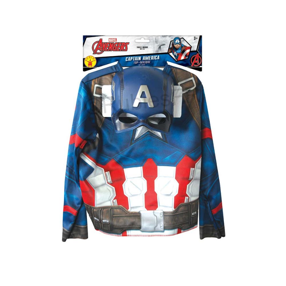 Set Tee-shirt + Masque de Captain America, Articles de fête> Déguisements  et accessoires>Déguisements vente