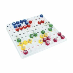 Plateau de contrôle blanc en plastique. Plateau pour déposer les boules multicolore numéroté.